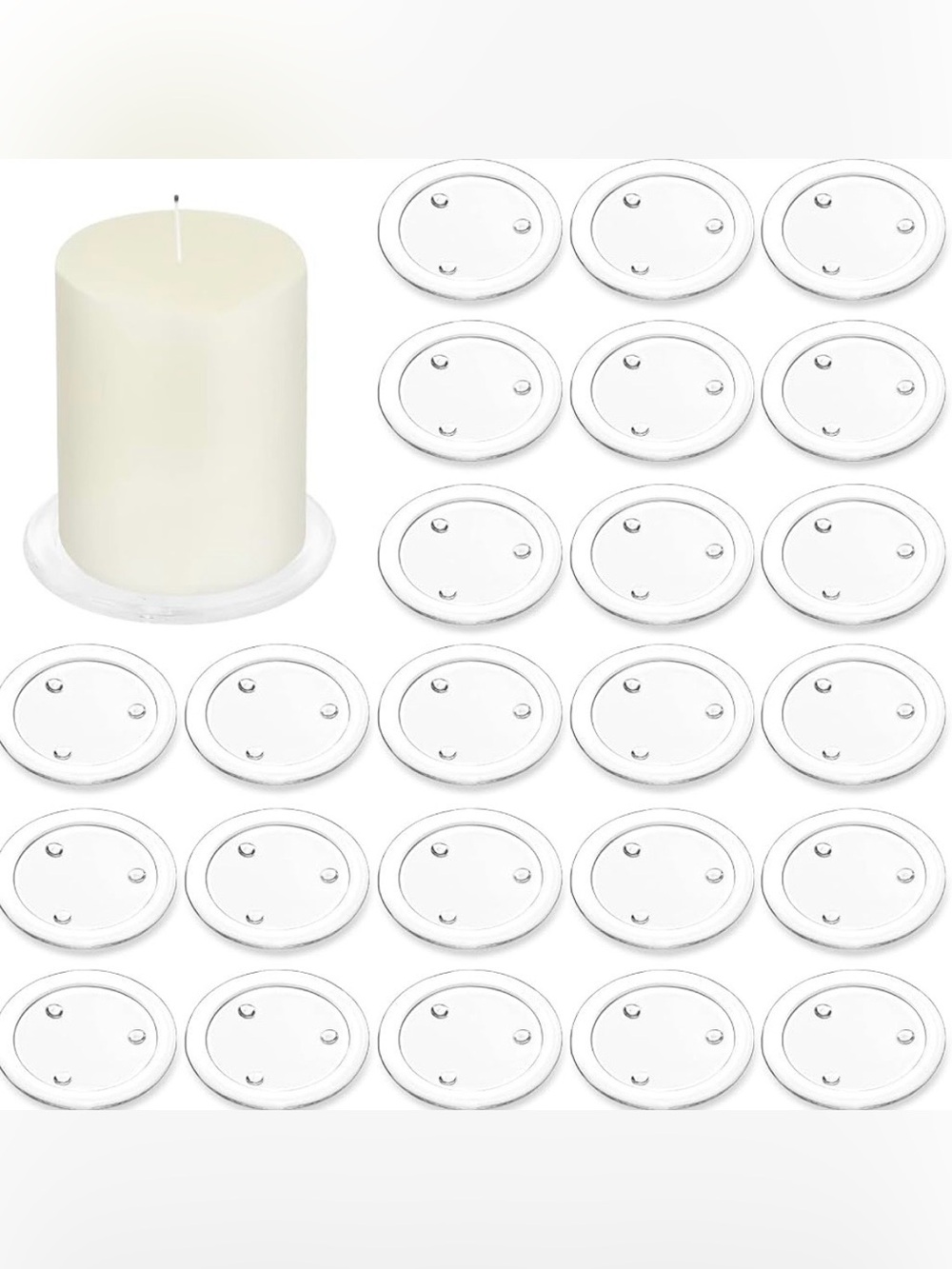 NWT Clear Glass Candle Holders / Plates for Pillar Candles - Pack of 24